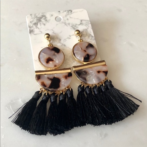 Black Tassel Earrings - Picture 2 of 4